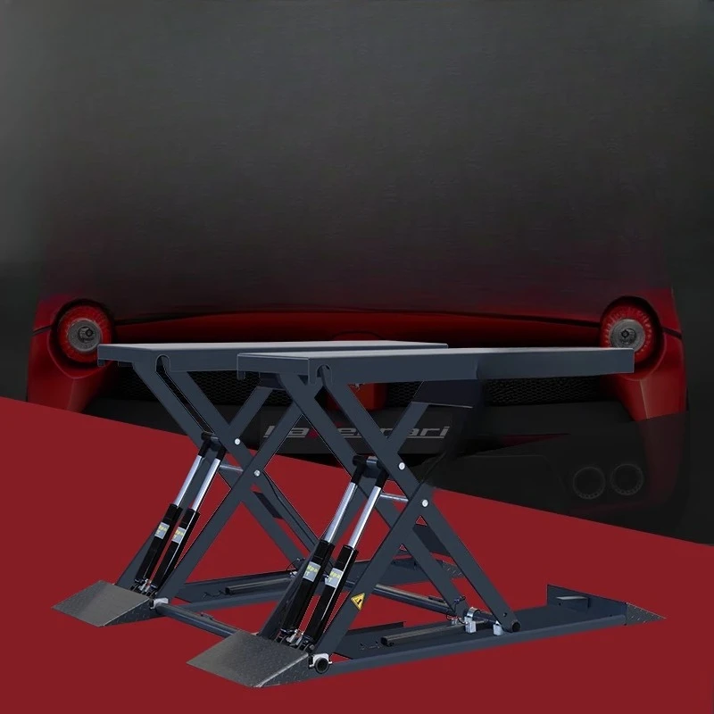 

1 meter 4 scissor car lift 4 tons solid arm ultra-thin small scissor SUV lift without digging groove