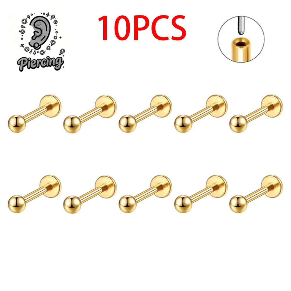 Großhandel 10 Stück ASTM F136 G23 Titan-Lippenpiercing Nasenstecker Ohrringe Piercing CZ Knorpel-Körperschmuck 20/18/16g – Detail 3
