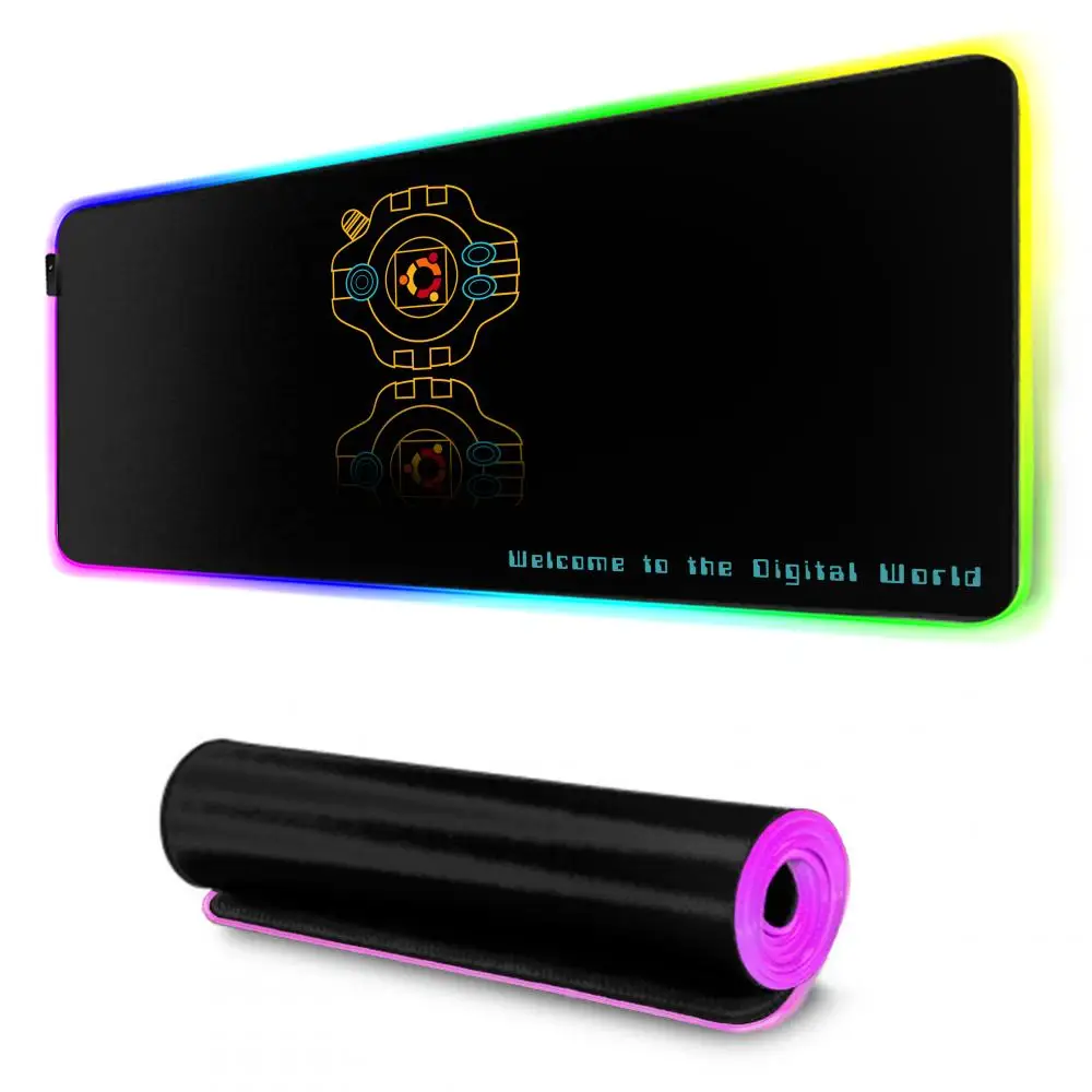 D-Digimon Adventure Mouse Pad Gamer Rgb Desk Mat Back Light Led Mousepad Setup Gaming Accessories Deskmat Big Mousepad Backlight