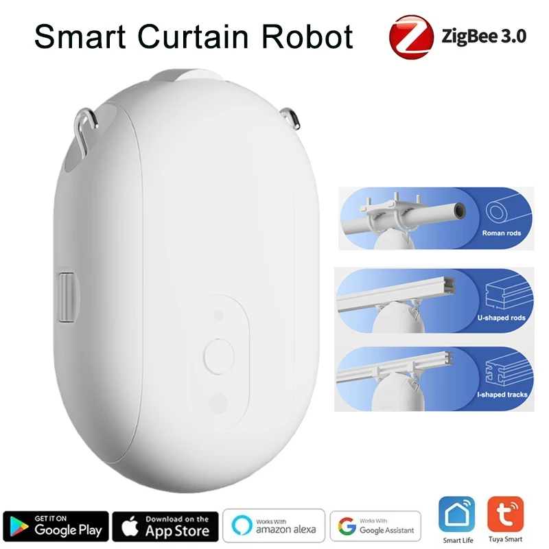 New Tuya Zigbee Smart Wifi Curtain Robot I & U Roman Rod Electric Curtain Driver Motor Support Google Alexa Siri Voice Control