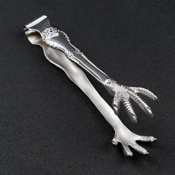 Stainless Steel Serving Tong Claw Shape Ice-Cube Tongs for Ice Bucket Funny Sugar Tongs for Coffee Teas Bar Kitchen B03E