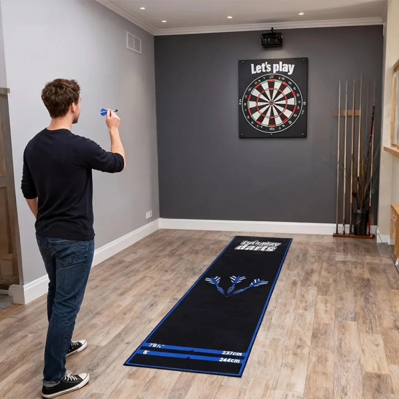 VIKAMA Dart Throw Line Mat Non Slip Floor Protective Carpet with Measurement Marks for Dart Room Training Home Bar Decor
