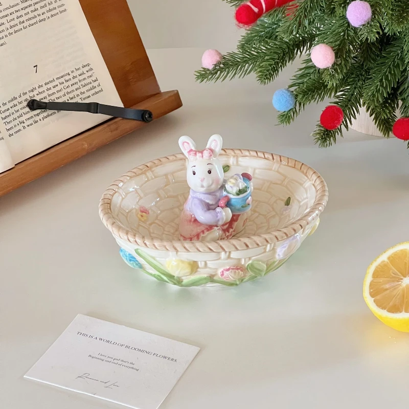 

Ceramic fruit plate household living room coffee table fruit plate painted storage bowl