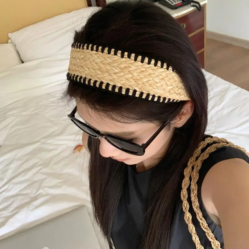 

Wide-Brimmed Straw Headband Bohemian Hair Band Elegant Headband For Women Hair Accessories Headwear