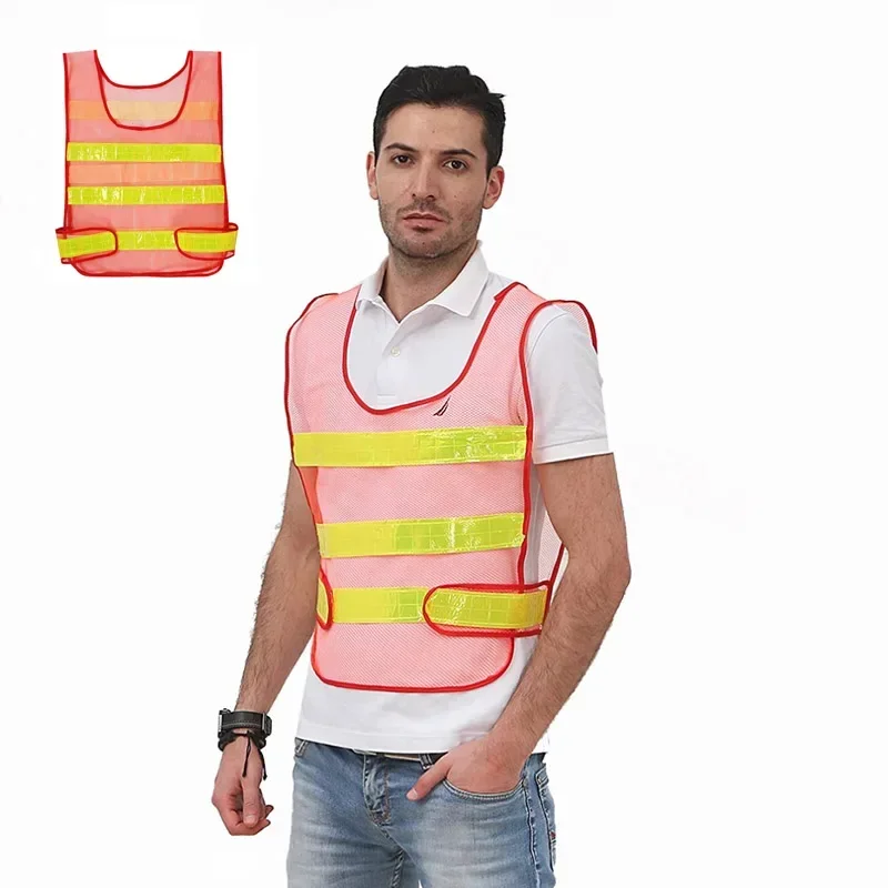 반사 보안 재킷 조정 가능한 민소매 안전 조끼 야외 달리기 스포츠를위한 통기성 안전 의류 작업복
