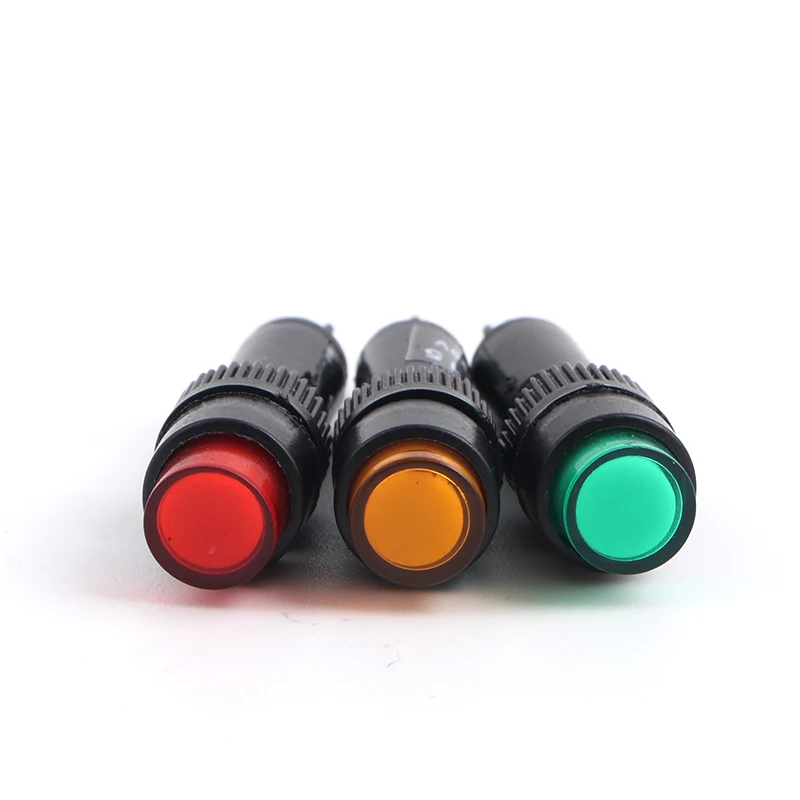 10PCS NXD-215 8mm Plastic LED Indicator Light 12V 24V 110V 220V  AC/DC LED Red Green Blue Amber White Pilot Lamp Signal Lights