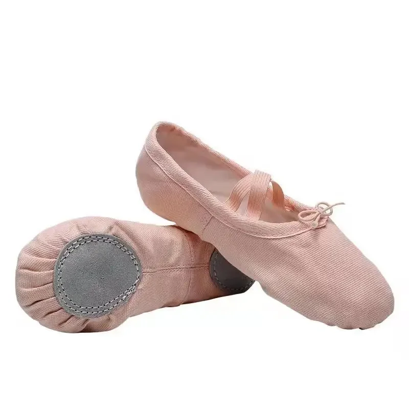 Girls Ballet Shoes Canvas Flat Ballet Dancing Slippers Dance Shoes For Adult Women Kids Children Classic Split-Sole Soft Leather