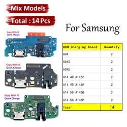 14Pcs Charger Charging Port Dock Connector Microphone Board Flex Cable For Samsung A04 A04s A04E A14 4G 5G