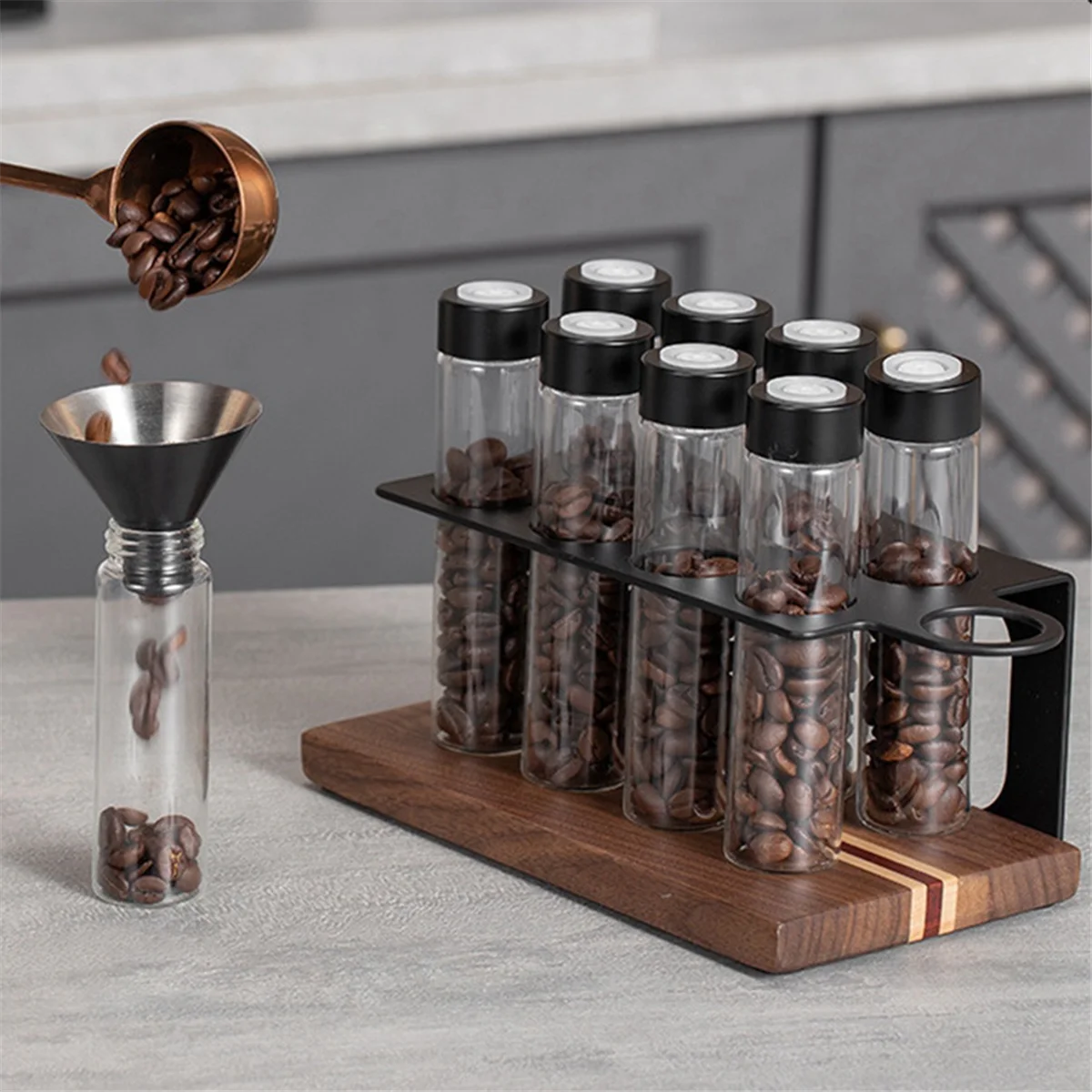 Coffee Beans Storage Container Display Rack Tea Tube Bottle Espresso Coffee Accessories Tool Coffeware Sets