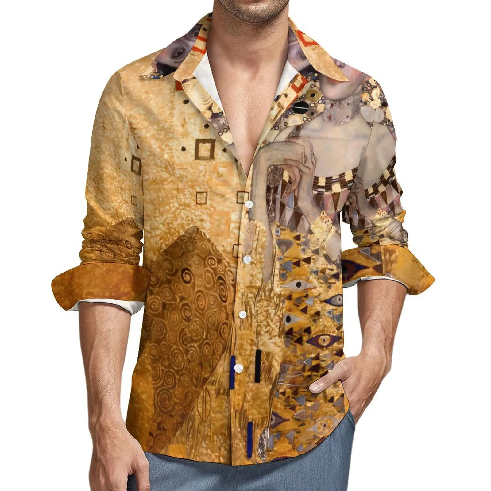 Men's New Natural Abstract Art 3D Printed Long-sleeved Sleeve Shirt Hawaii Beach Leisure Vacation Thin Breathable Beach Shirt Me