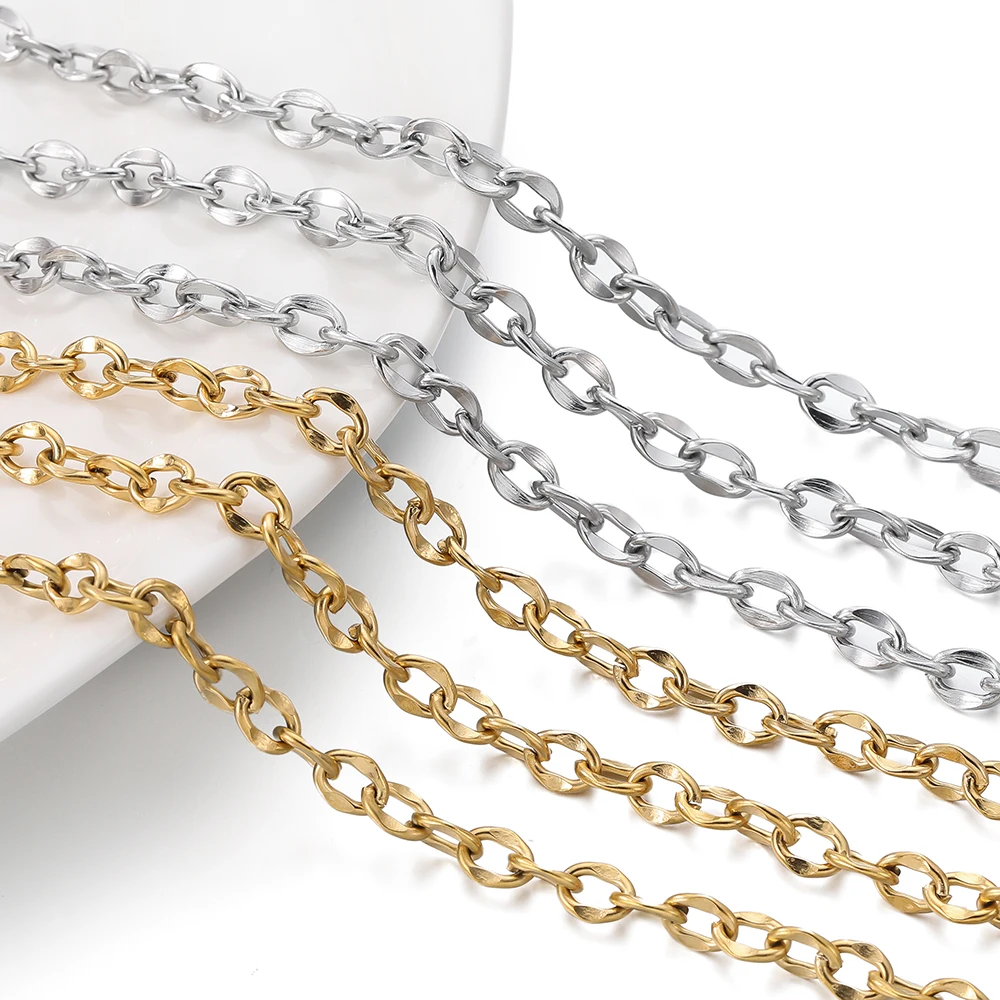 

1Meter/Pack 5/6mm Stainless Steel Flat Big Hole Chains for DIY Necklace Making Jewelry Making Findings Bracelet Supplies