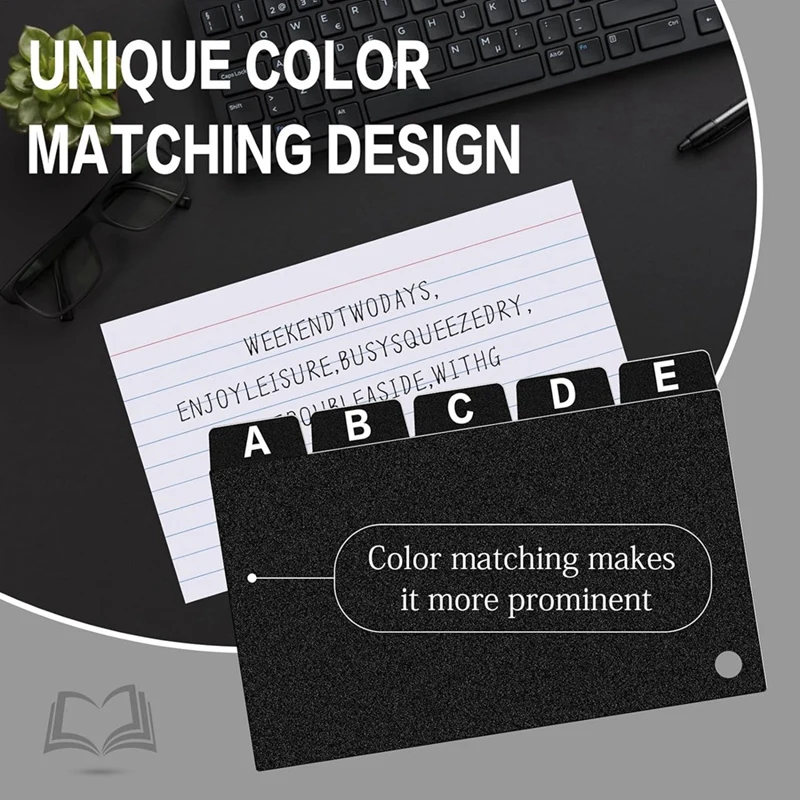 62 Pieces Black Index Card Dividers 3X5, Alphabetical Tabbed Index Card Dividers With Ring Index Card Organizer Durable