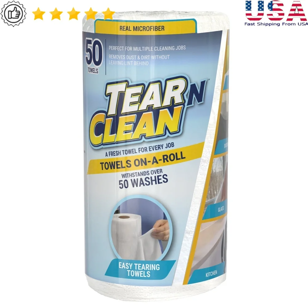 

Многоразовые чистящие полотенца из микрофибры на рулоне 50, безворсовые впитывающие многофункциональные салфетки для домашнего офиса, автоматическая чистка