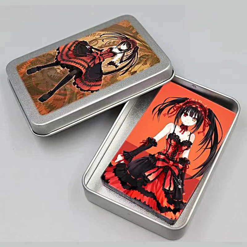 Anime DATE A LIVE Tokisaki Kurumi Figure Rare Iron Box Collection Translucency Cards Anime Peripheral Children Birthday Gift