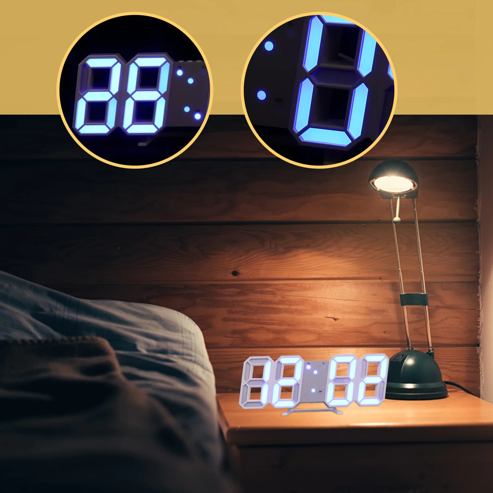 

3D LED Digital Alarm Clock with Temperature Display Night Light Function Modern Desktop Timepiece for Home Office Bedroom Decor
