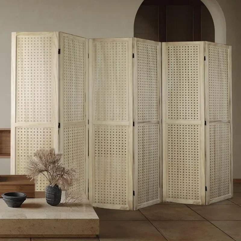 

l Room Divider, 5.6Ft Pegboard Display Wooden Room Divider Folding Privacy Screen Divider Freestanding Peg Board Display L