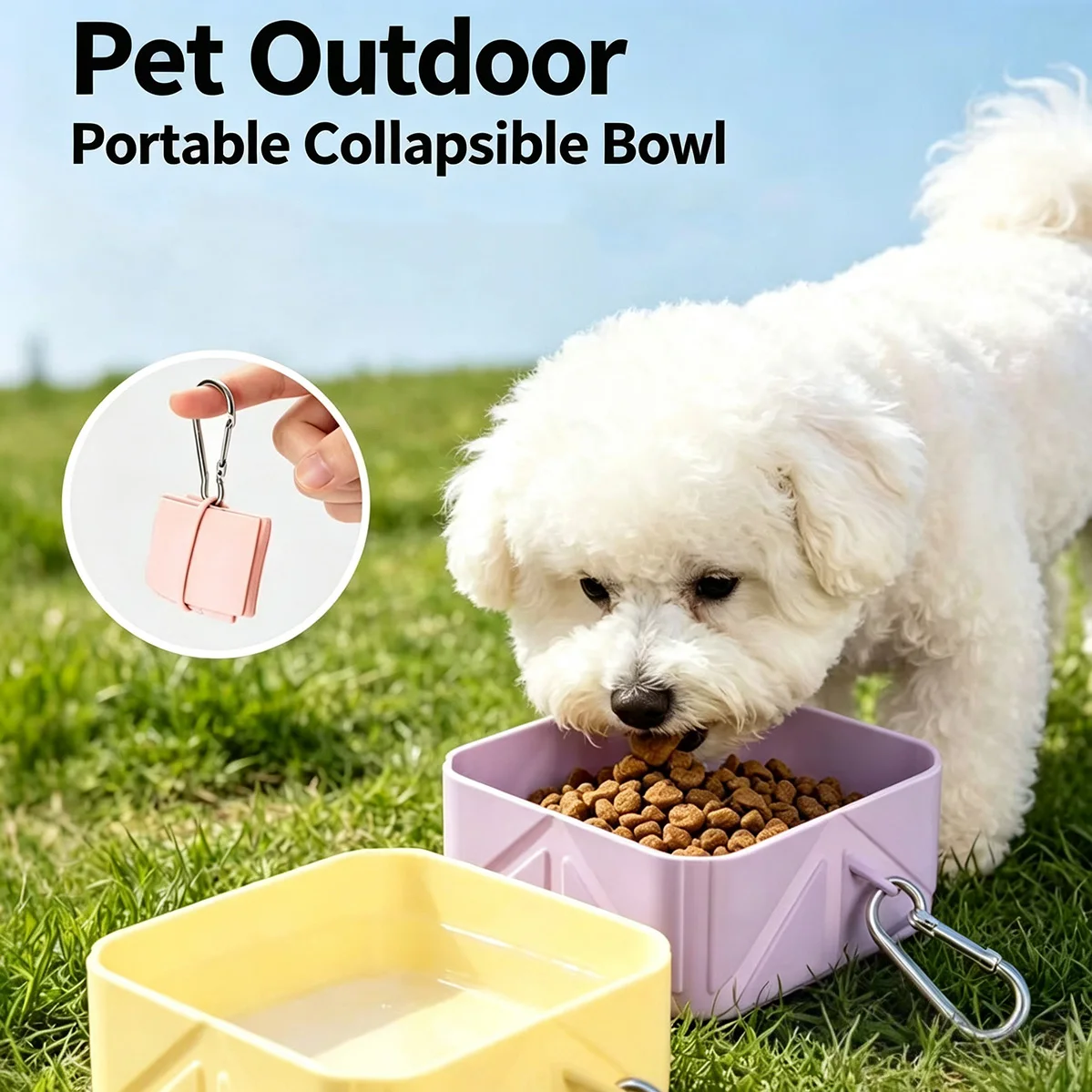 Collapsible Silicone Pet Bowl Portable Large Capacity Anti-slip Feeding Water Bowl for Cats Dogs Outdoor Travel Use
