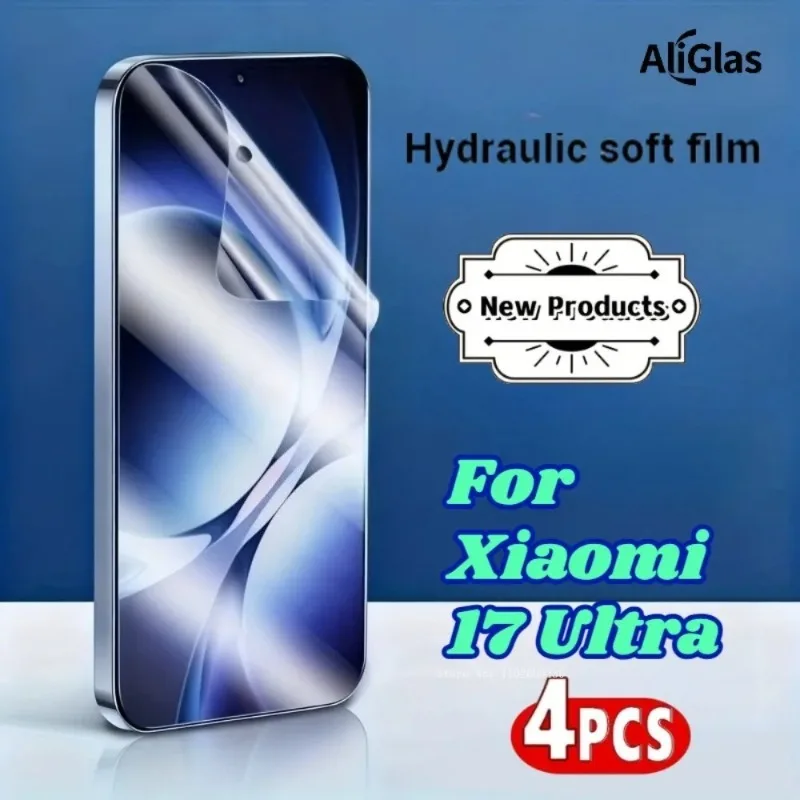 

4pcs Hydrogel Screen Protector for Xiaomi 17 Ultra Anti Fingerprint Excellent Feel Glossy HD Screen Protectors Film For Xiaomi