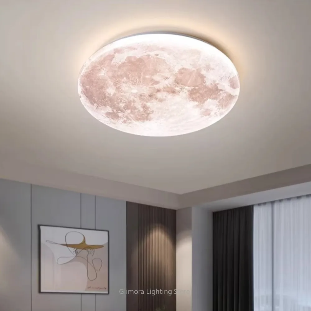 

Modern Minimalist Moon Ceiling Lamp, Stylish Decor Style, Plastic & Metal, for Bedroom Kids’ Room Hallway, Ambient Light