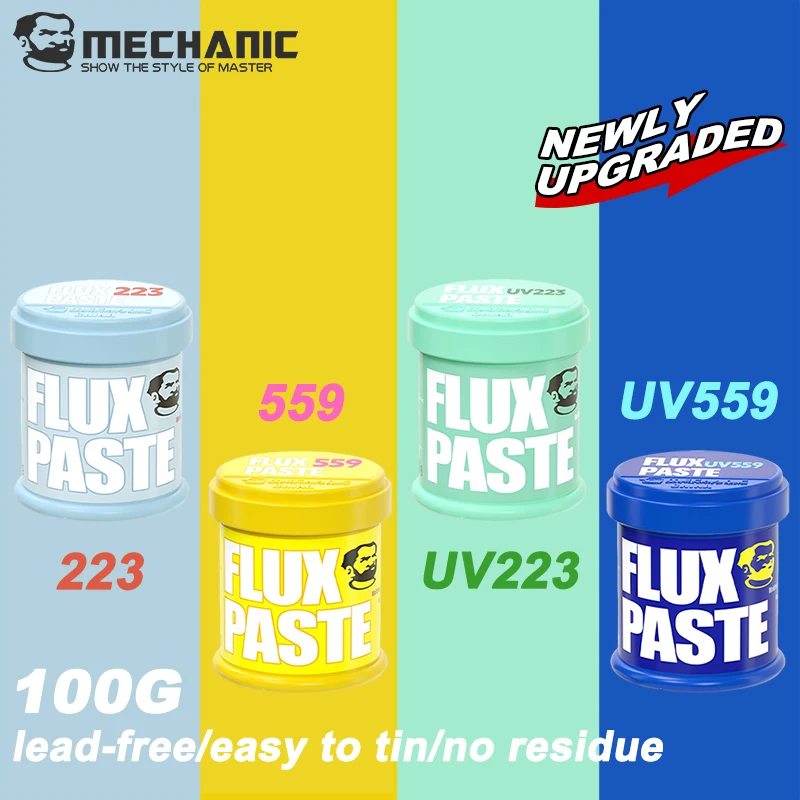 

MECHANIC UV223 UV559 559 223 100G Lead-Free Solder Paste Flux No-Clean Welding Flux for SMD PCB BGA Rework Soldering Repair Tool