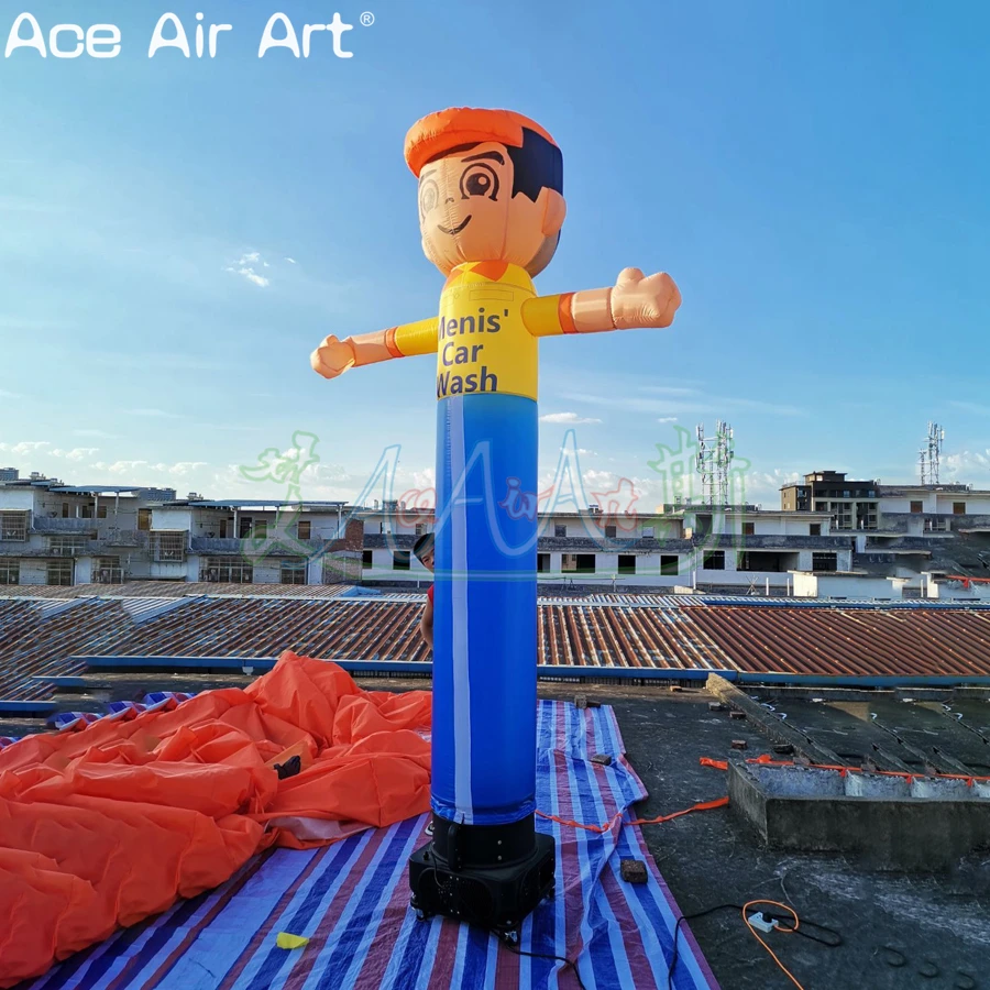 3m H Inflatable Little Character Sky Air Dancer Salute Boy with Peaked Cap for Events Party and Advertising