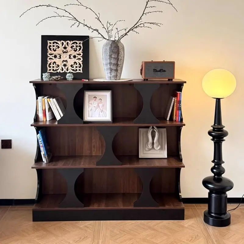 Retro and simple storage in the living room, French bookcase, living room display cabinet, high-end bookshelves, integrated