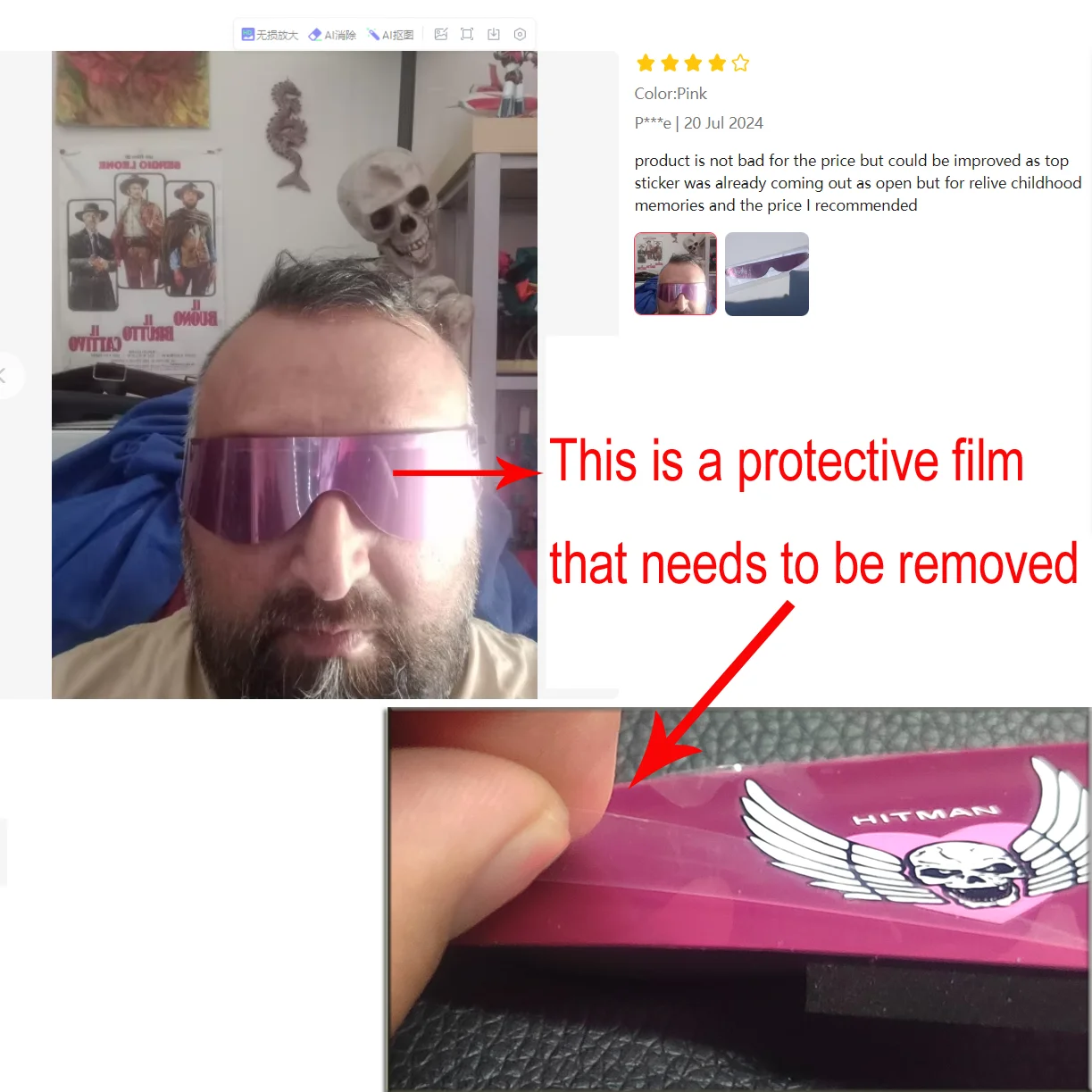 Licensed Vintage Bret Hitman Hart Wrap Around Shades Sunglasses New Motorcycle glasses