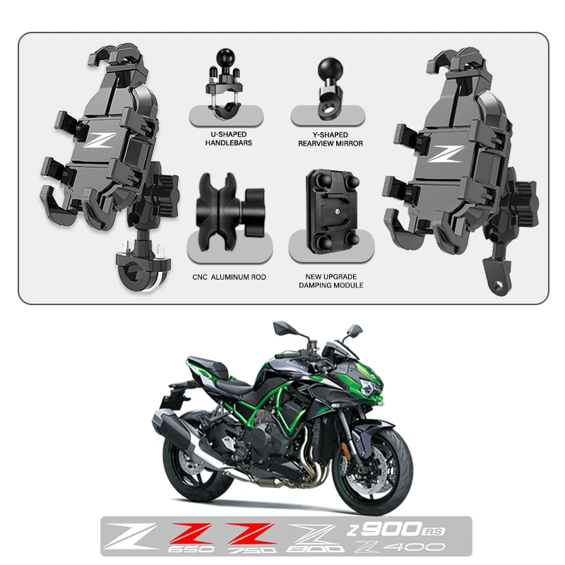 

Phone Mount Stand Motorcycle Holder 360° Rotatable ABS Adjustable For KAWASAKI Z Z400 Z900 Z800 Z750 Z650 ZZR Accessories