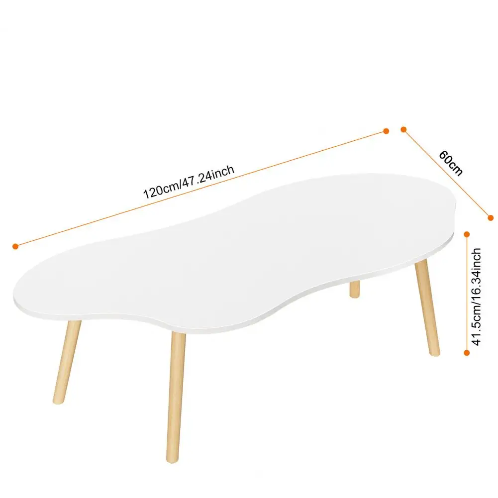 Mesa de centro pequena de 120 cm, mesa de chá moderna de meados do século, mesa de centro de exibição minimalista para centro de sala de estar com formato de nuvem (Whi