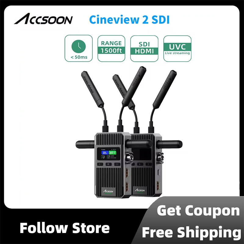 

Accsoon Cineview 2 SDI Двухдиапазонная Беспроводная передача видео HDMI SDI UVC трансляция до 4 устройств 450 м Диапазон задержки 0,05 с