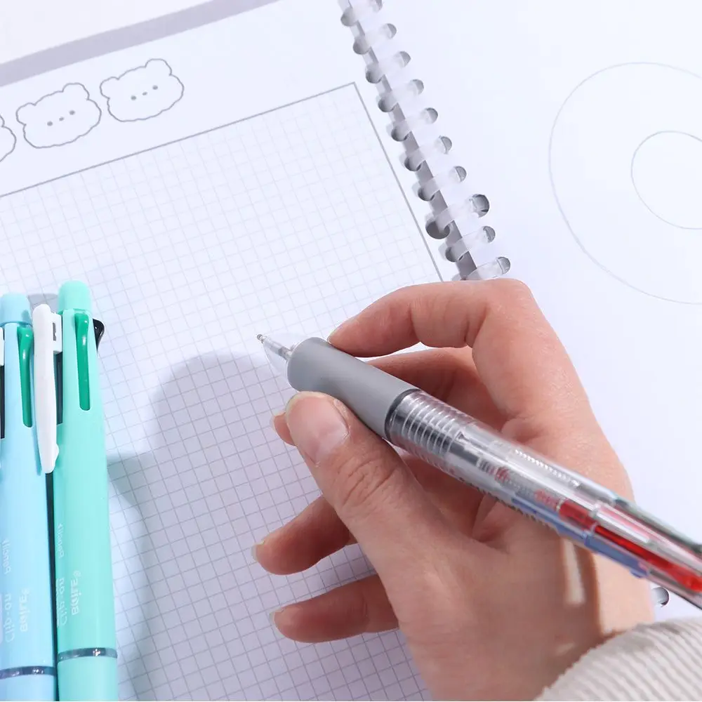 

4pcs 4 Colors Ball Pen Multicolor Ballpoint Pens 5 in 1 1 Automatic Pencil Multicolor Retractable Pen Creative Clip-on