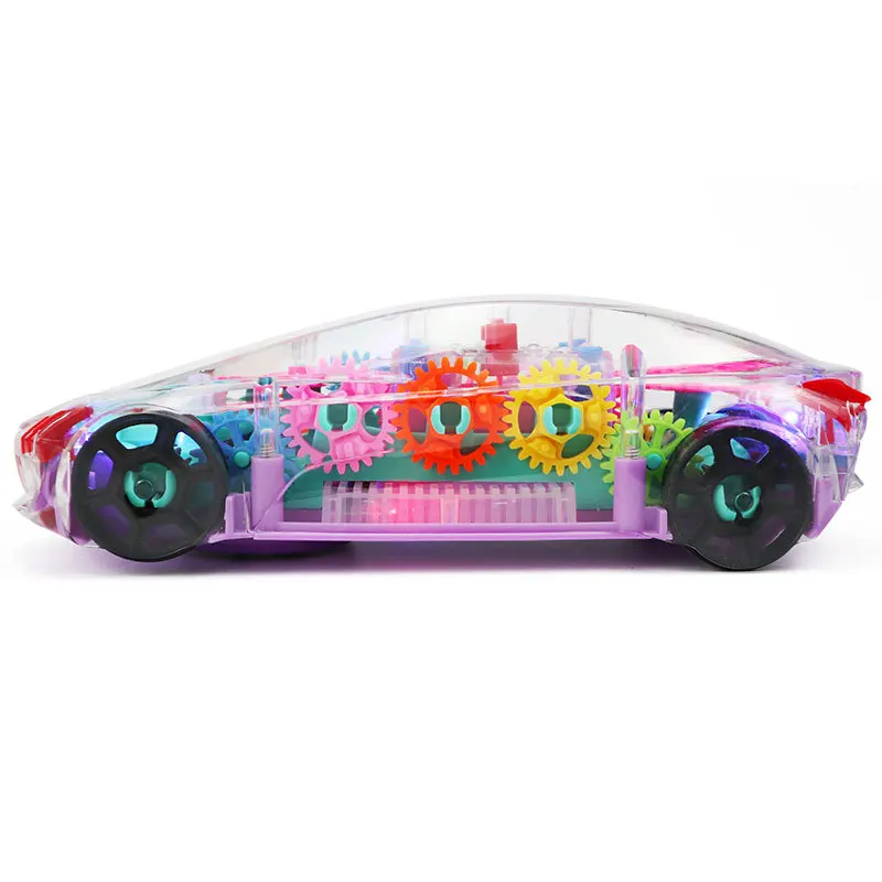 Modelo de carro de música transparente eletrônico, brinquedo com luz led, veículo brilhante, engrenagem para bebês, educação precoce, brinquedo engraçado, presentes para crianças