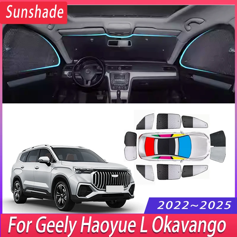 Car Sunshade For Geely Haoyue L Okavango 2022 2023 2024 2025 Heat Insulation 8X Sun Protection Sunshade Windshield Accessories