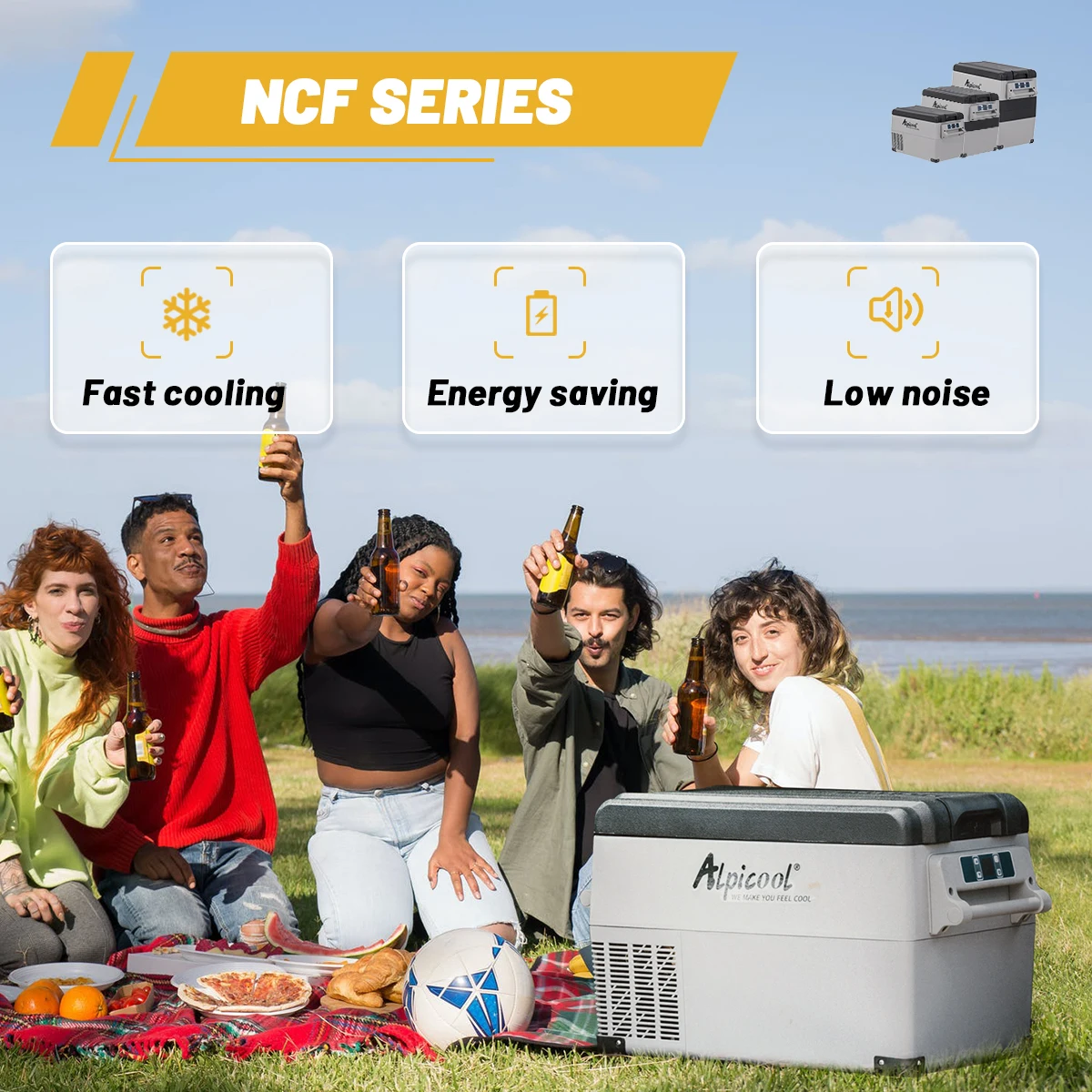 NCF35 Dual Zone Cooler Small Capacity 12V Dual Use Freezer Electric Compressor Fridge Portable Camping Car Refrigerator