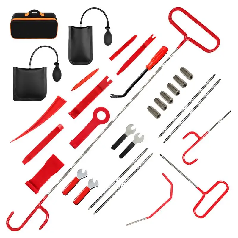 29 Pcs / Set Car Door Repair Tool Long Distance Pull Hook J-Hook Tool Auto Door Repair Air Cushion Emergency Open Unlock Tools