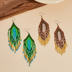 Bohemian style, hand-beaded tassel earrings