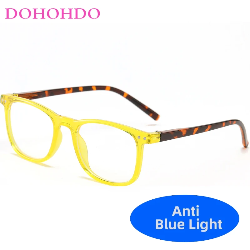 

DOHOHDO Retro Colored Oval Men Glasses Frame 2024 Fashion Rivet Small Frame Anti Blue Light Leopard Framen Flat Women Eyeglasses