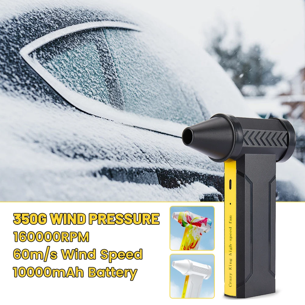 Wysokobrotowy turbo wentylator o prędkości 60 m/s, 160 000 obr./min, mocny, silny wentylator, silnik bezszczotkowy, przenośny chłodzik powietrza z portem Type-C, dmuchawa do kurzu.