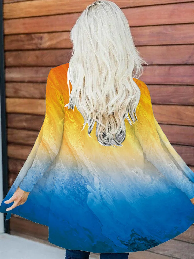 Tie Dye Mantel für Frauen im Frühjahr und Herbst lose und modische Langarm 2024 neue bequeme lässige Strickjacke wl2