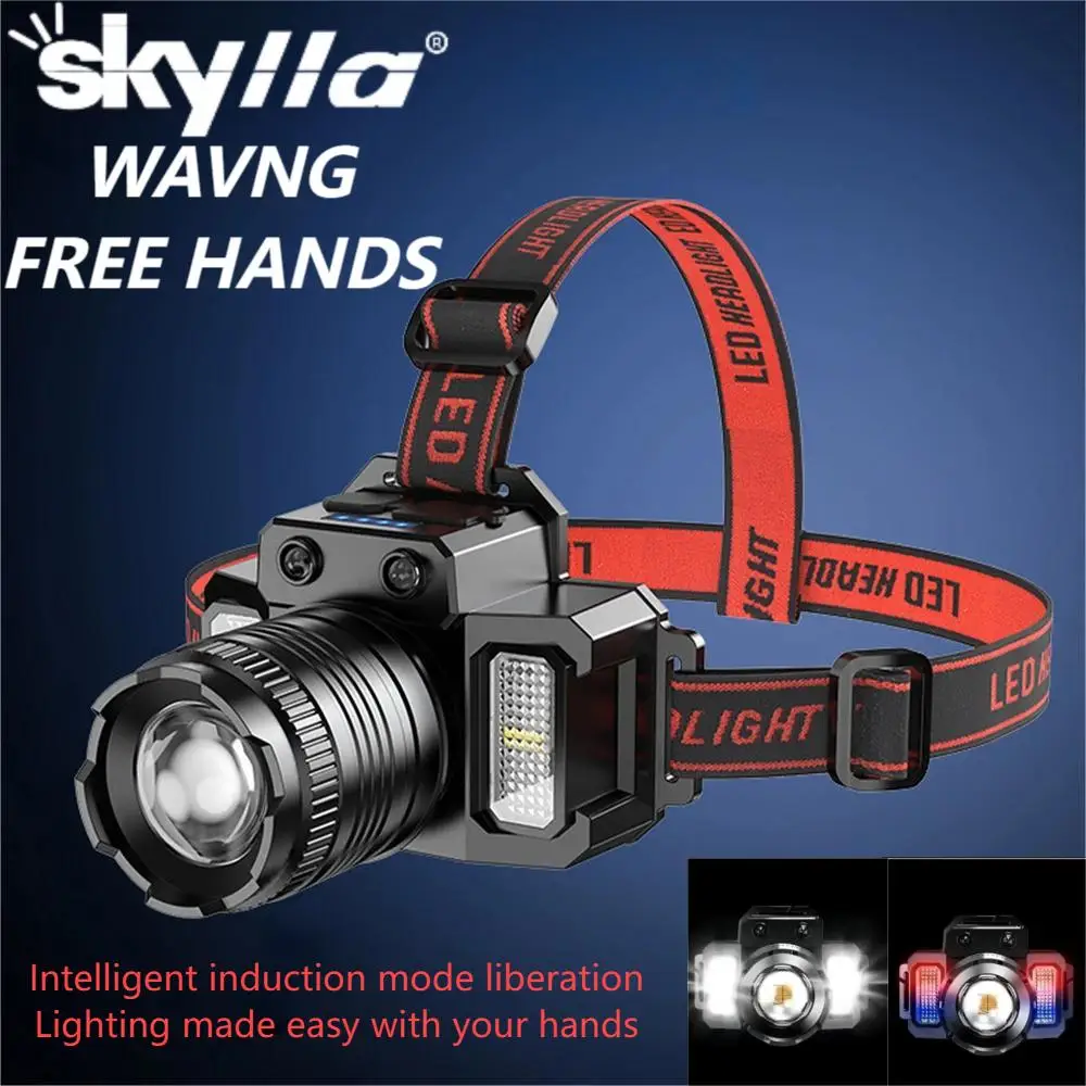 Portable Rotary Zoomable LED Headlight USB Rechargeable Waterproof Head Lamp Built in Battery Torch Fishing Camping Head Light