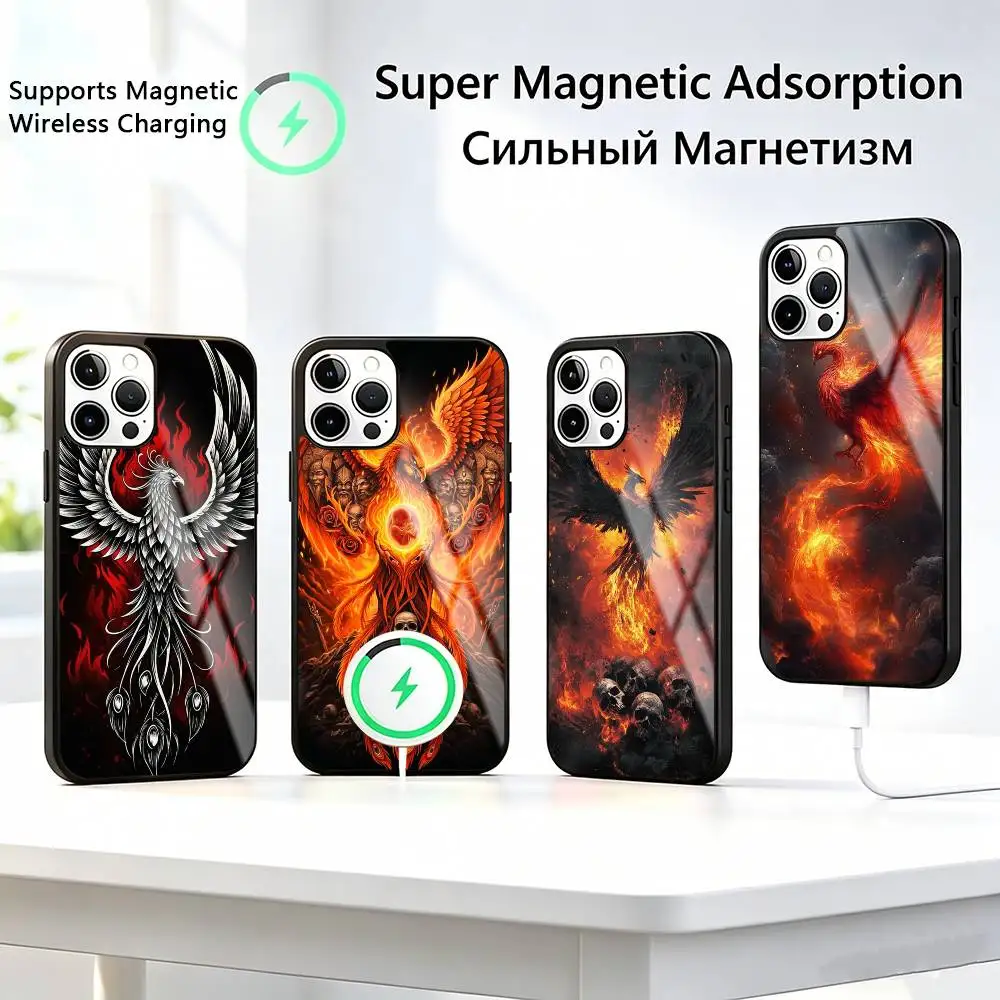 Cool Phoenix-x Phone Case For iPhone17,16,15,14,13,12,11 Plus,Pro Supports Magnetic Wireless Charging
