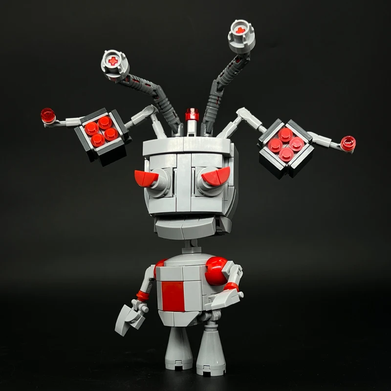 외계인 로봇 개 창의적인 모델 블록 키트 장난감 컬렉션 장식품 애호가 및 어린이를 위한 크리스마스 생일 선물