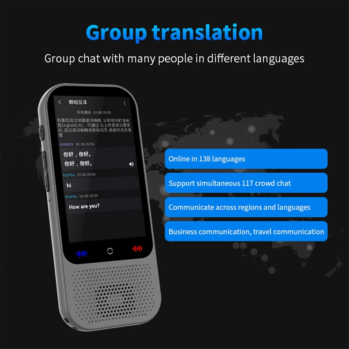 AD41-S80 Pro AI อุปกรณ์แปล Real Time Smart Voice Photo Translator 138 ภาษา 18 ออฟไลน์แบบพกพา