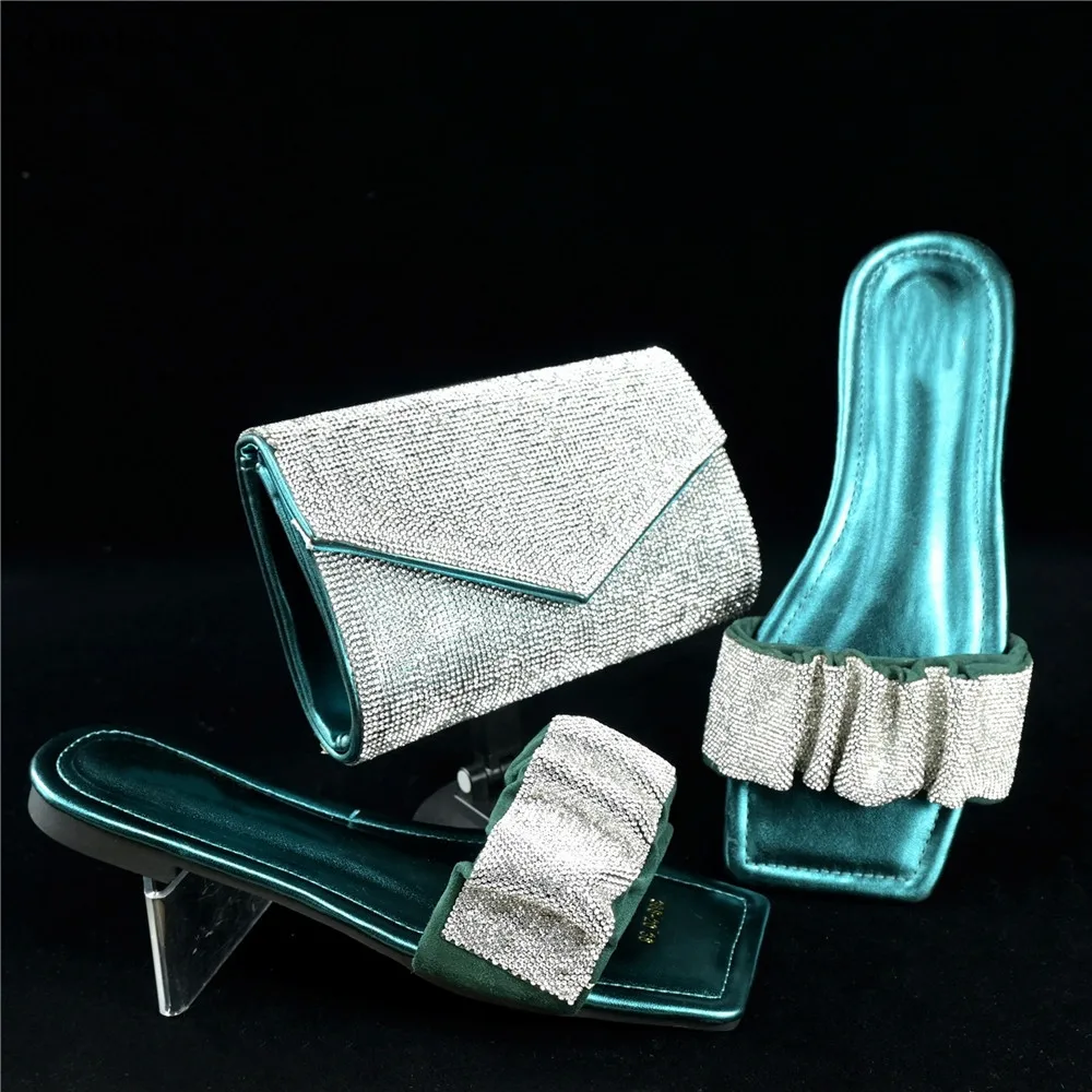 جديد وصول حجر الراين الأفريقي امرأة الأحذية والحقائب مجموعة النمط الإيطالي حذاء نسائي بكعب عالٍ مجموعة الحقائب حجم للحزب 38-42 #2