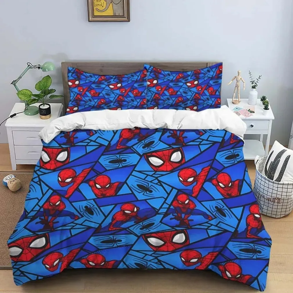 3D Printed Spider Man Bedding Set,Adolescent boys Bed Cover Pillowcase Spiderman Duvet Cover Set Gift Single Twin King Size