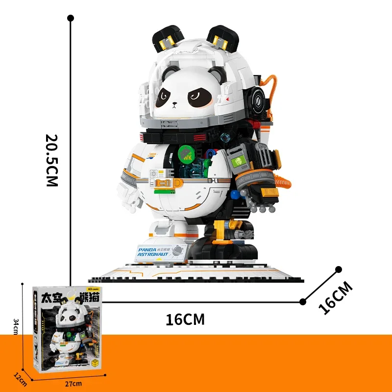 New Wekki Building Blocks Cartoon Anime  Space Panda Mechanical Cat Desk Decoration Model Puzzle Games Children's Toys Girl Gift