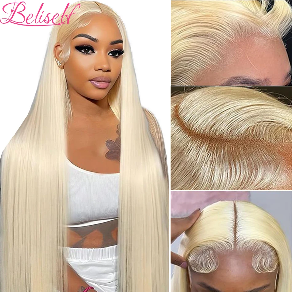 

Straight Blonde 613 Human Hair Wigs 5x5 HD Lace Closure Wig Glueless Wigs Human Hair for Black Women Ready to Wear Beliself