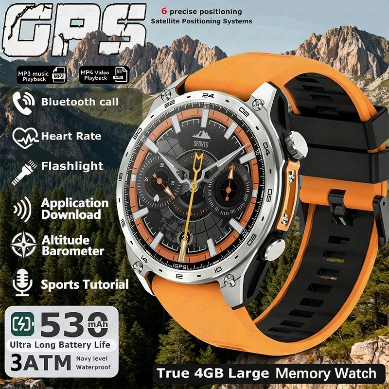 

2026 New Military Smart Watch Men Built-in GPS 530mah Bluetooth Call 3ATM Waterproof Barometric Altimeter Sports Smart Watches