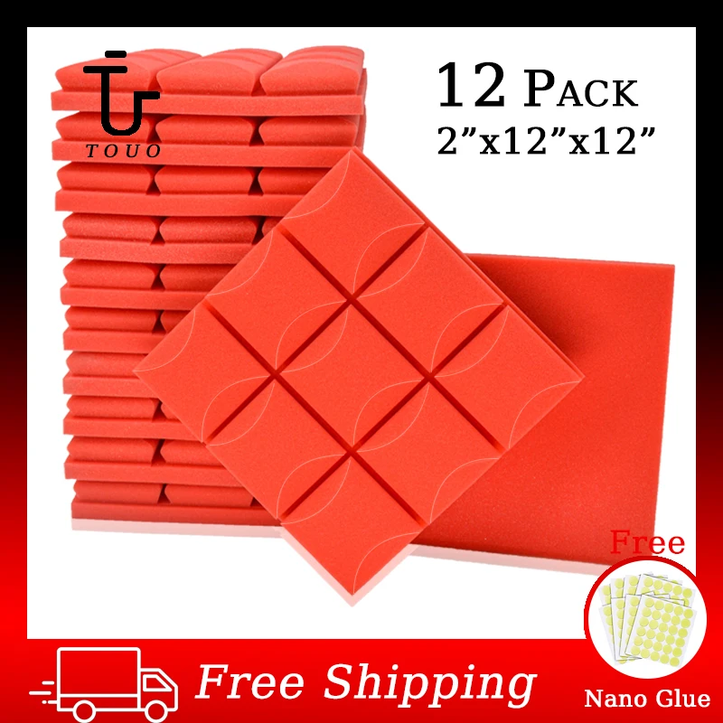 

TOUO Acoustic Panels Sound Treatment Stickers 12 Pcs Soundproofing Foam Panel Studio Sound Proof Absorbing Sponge Sealing Strip