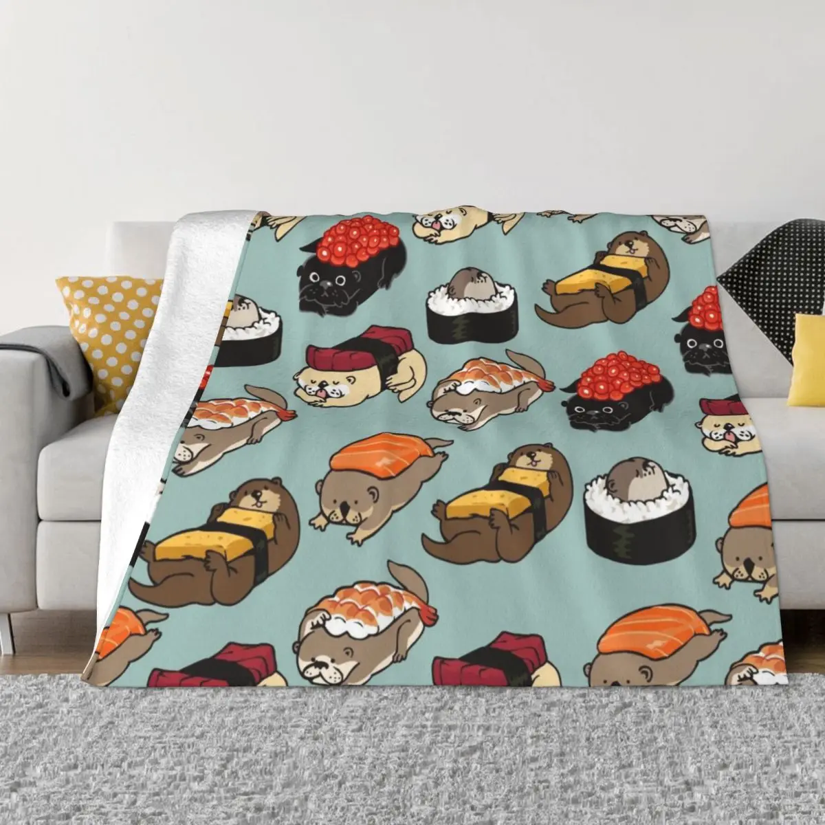 

Sushi Otter Throw Blanket Flannels Blanket halloween blanket Blanket Fluffy